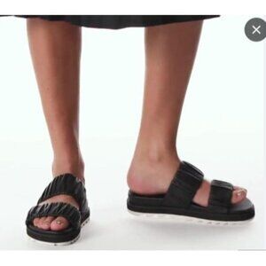 Sorel Roaming Two Strap Slide Size 9.5 EU 40.5 NWB Black Sandal